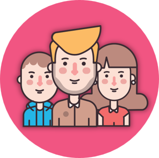 Icono de conexión familiar - familia unida